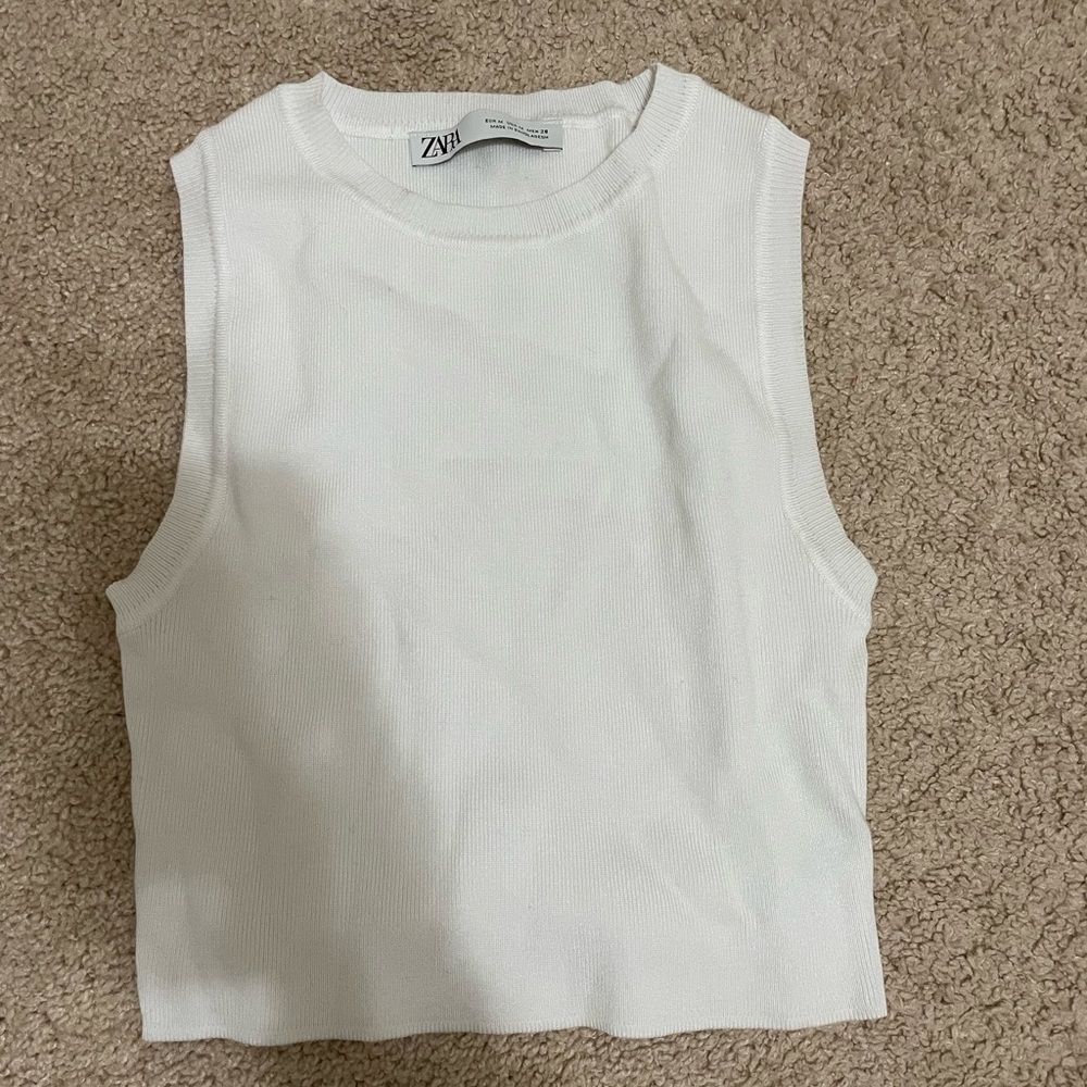 zara high neck textured cropped top